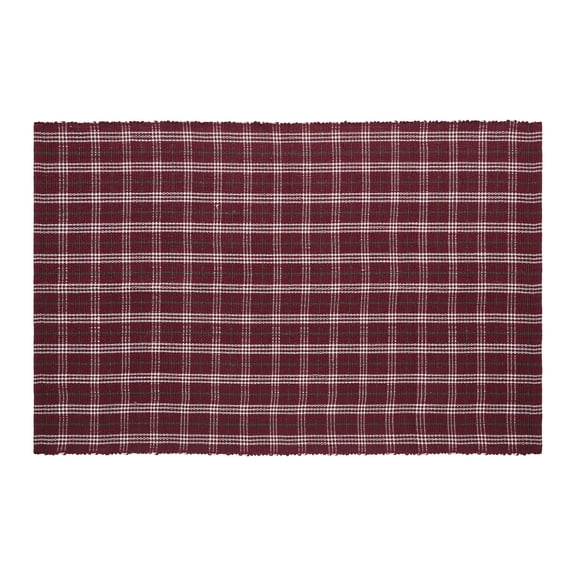 My Texas House Red Holiday Plaid Indoor/Outdoor Layering Rug, 38" x 58"