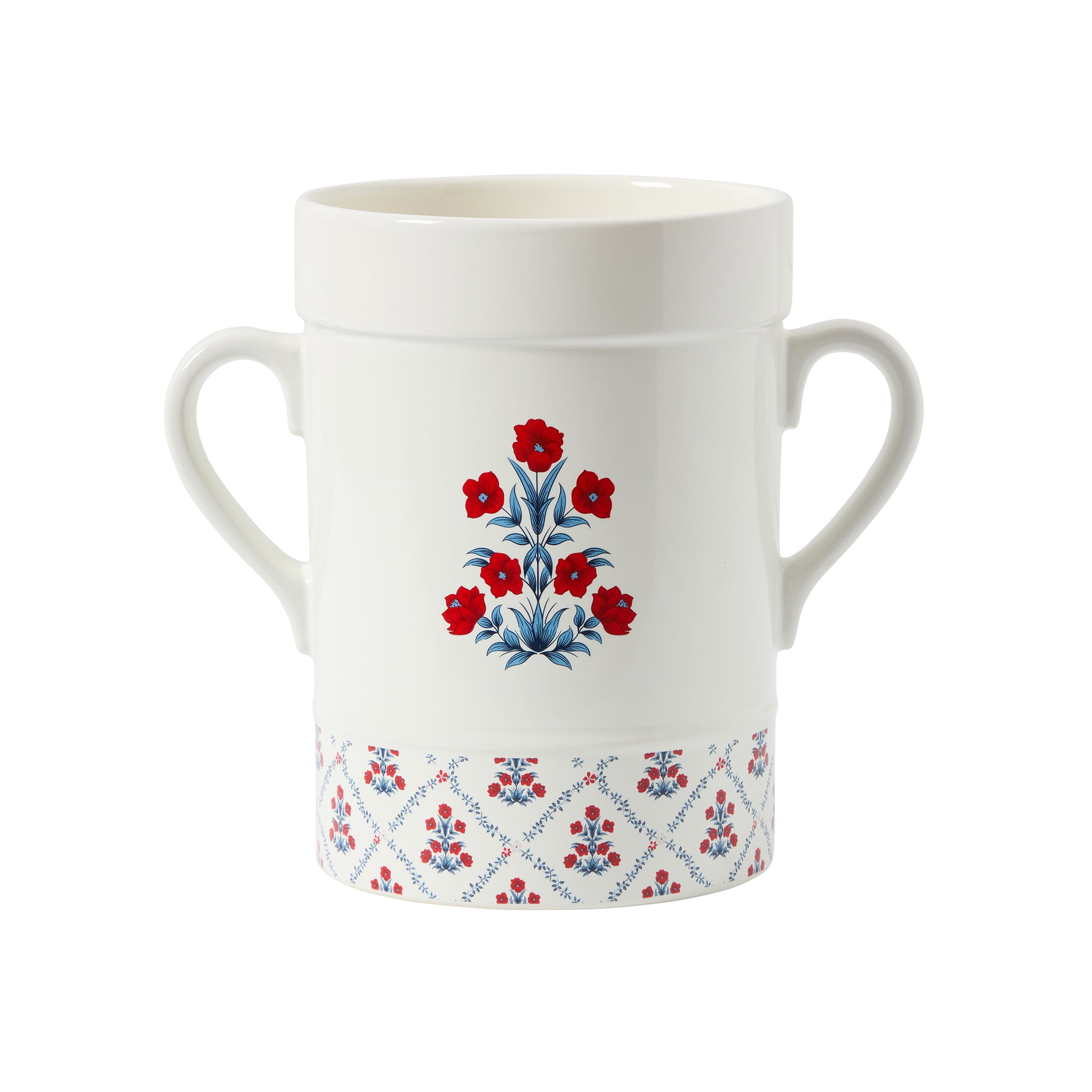 Poppy Trellis Ceramic Utensil Crock, Red/White/Blue, 7