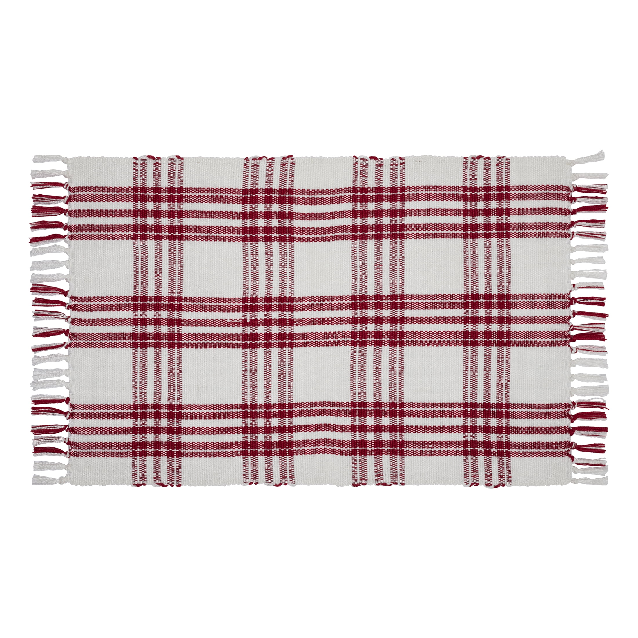Indoor/Outdoor Plaid Accent Rug, Red and White, 24" x 38", by My Texas House