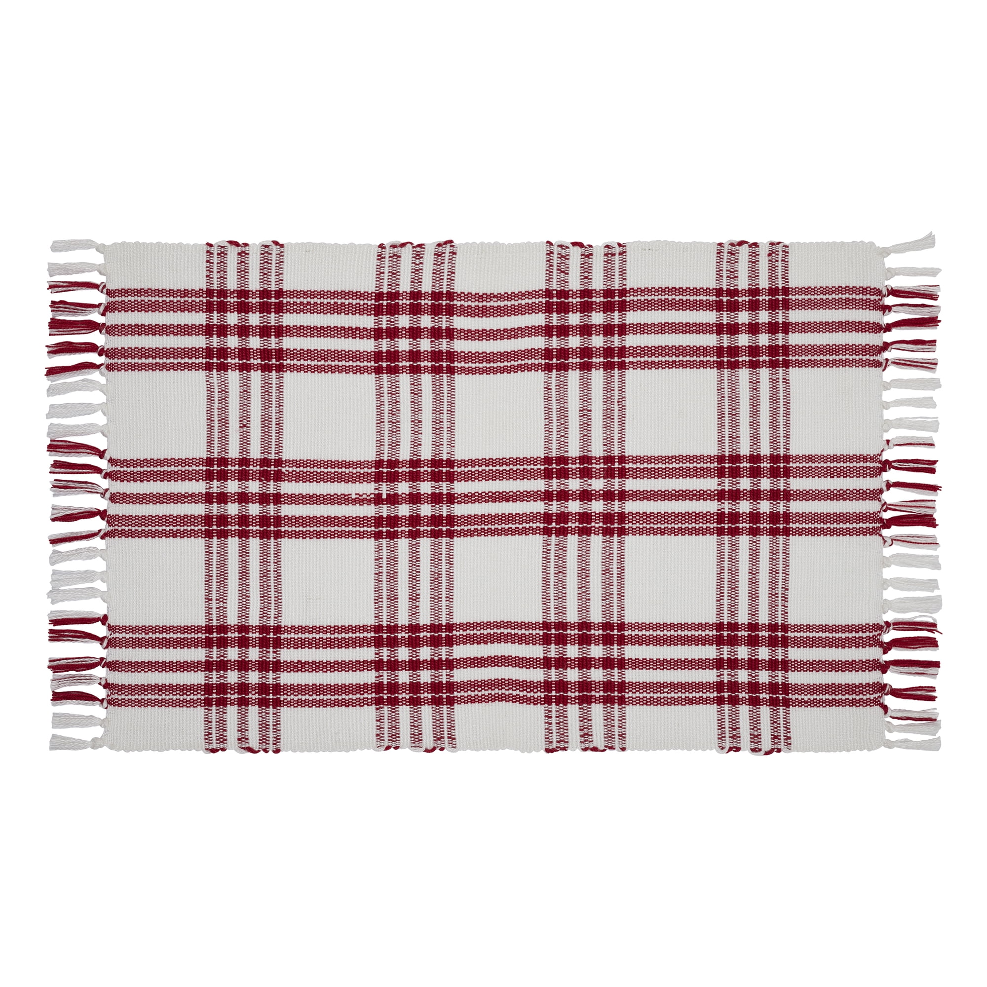 Indoor/Outdoor Plaid Accent Rug, Red and White, 24" x 38", by My Texas House