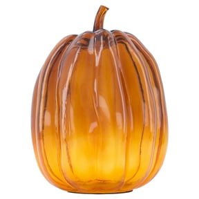 My Texas House Fall Tall Glass Pumpkin Tabletop Decoration, Orange, 9.5"