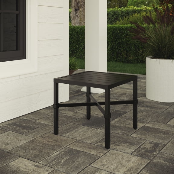 My Texas House Cambria Outdoor Steel End Table, Black