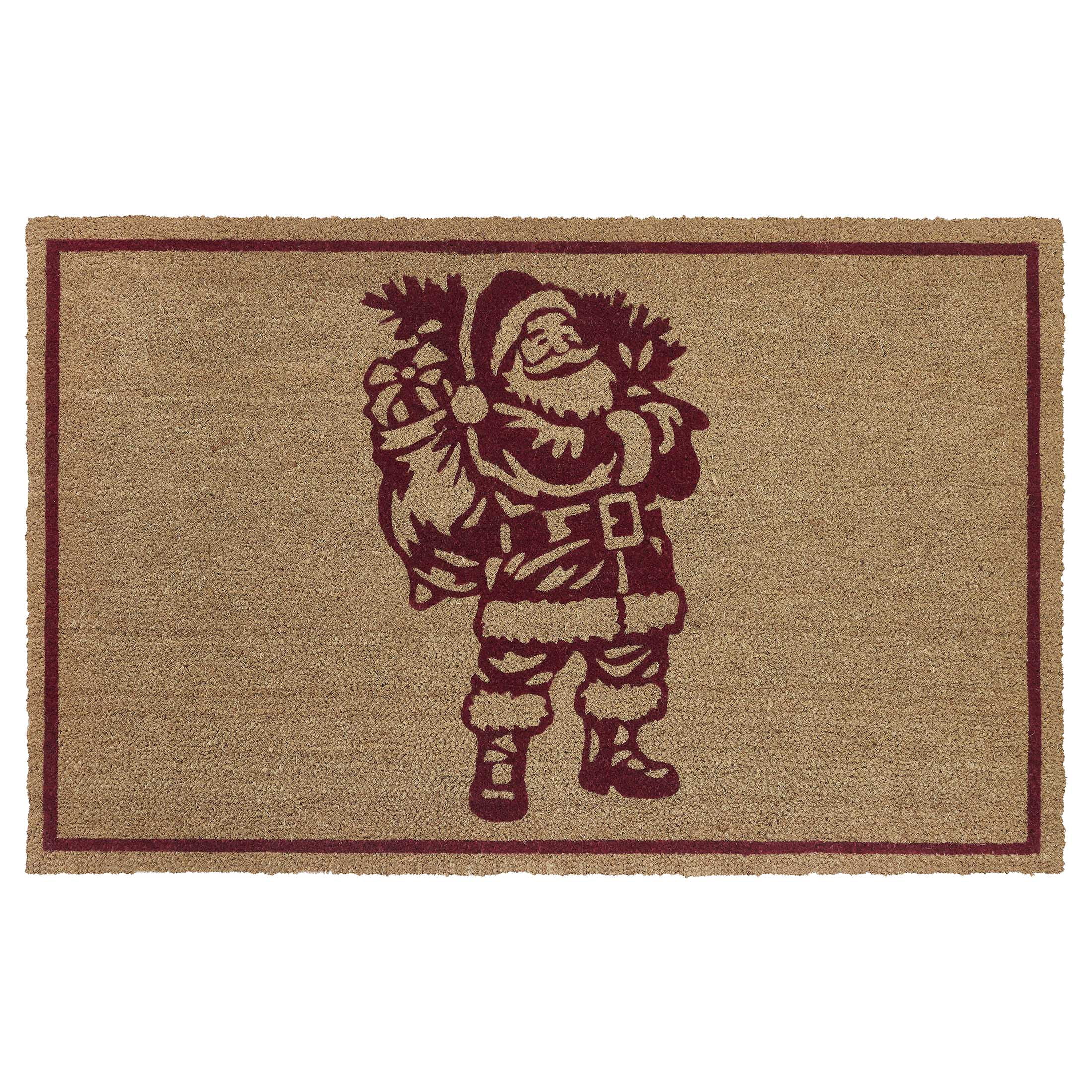 My Texas House Natural/Red Santa Outdoor Coir Doormat, 30" x 48"
