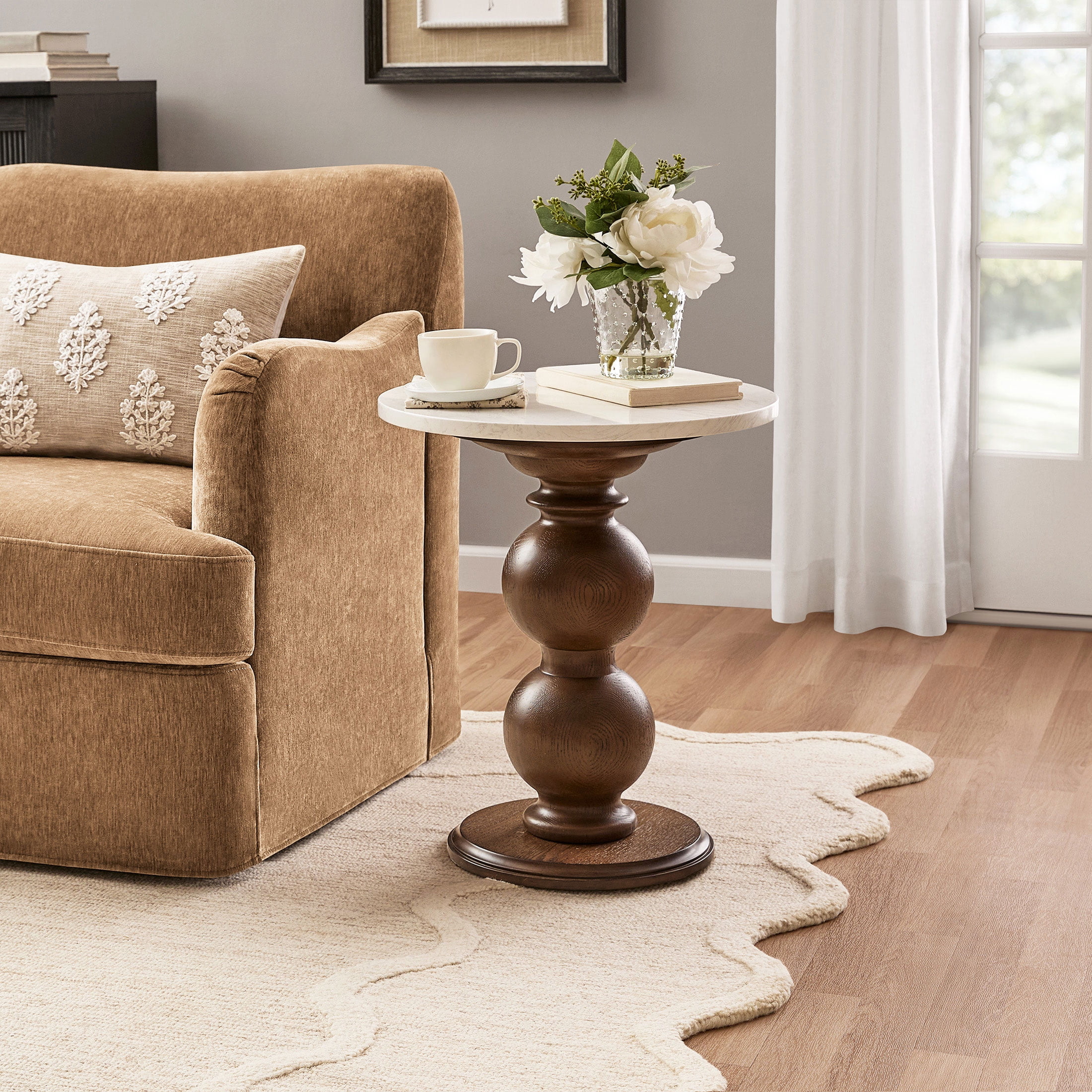 My Texas House Vivienne Marble Top End Table