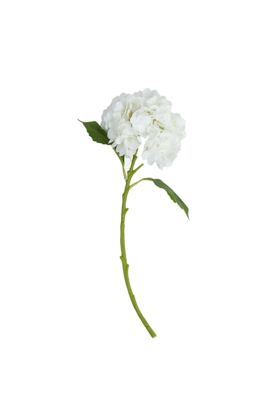 Faux Hydrangea Stem, White, 17.75"