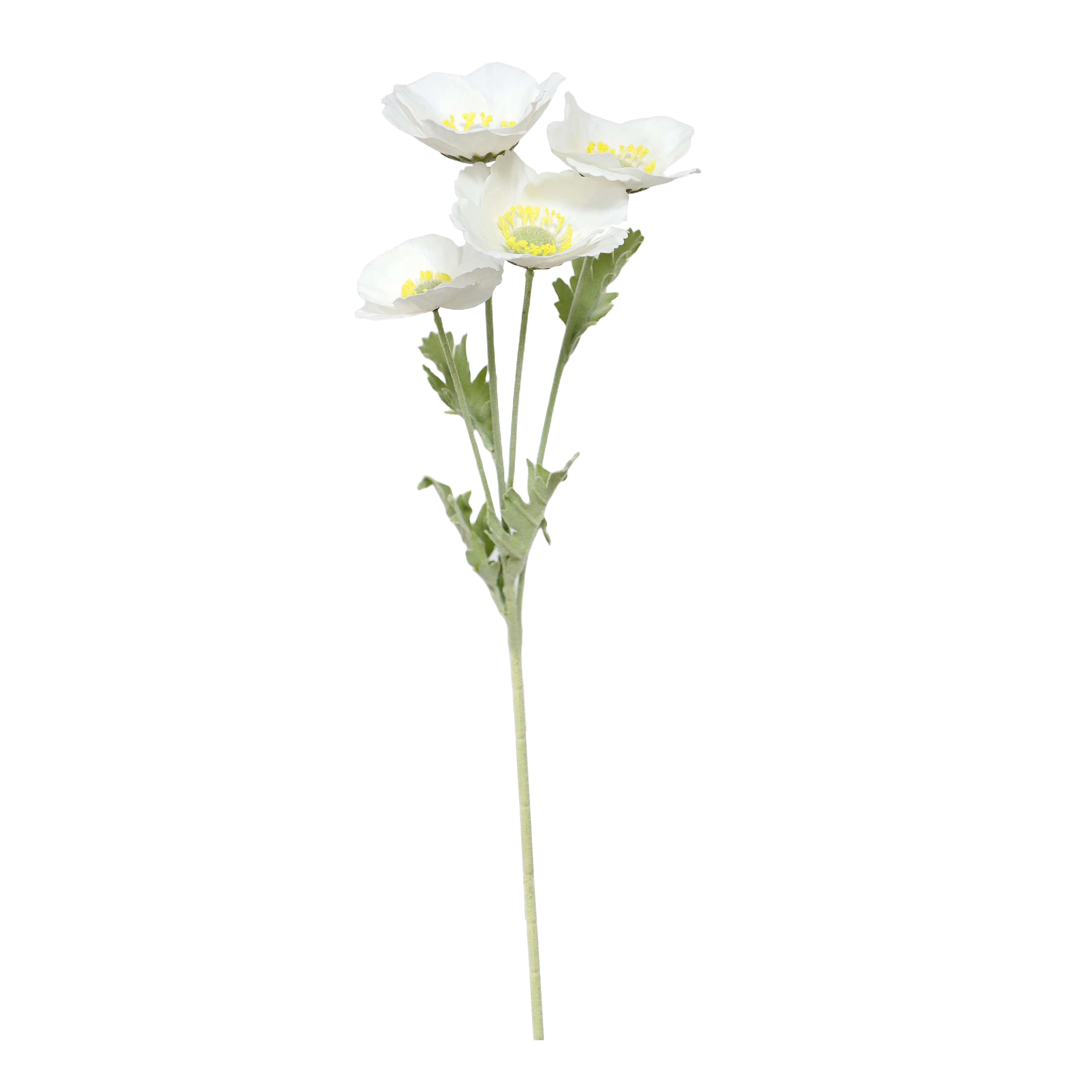 My Texas House Faux White Poppy Stem, 20.25