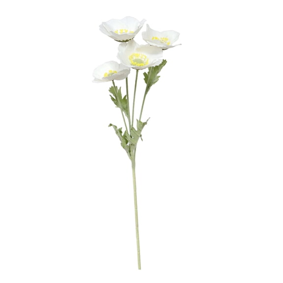 My Texas House Faux White Poppy Stem, 20.25"