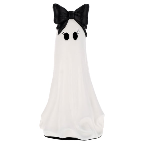 My Texas House Halloween Large Ghost with Bow Decoration, Black and White, 20"