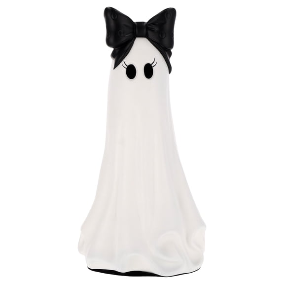 My Texas House Halloween Large Ghost with Bow Decoration, Black and White, 20"