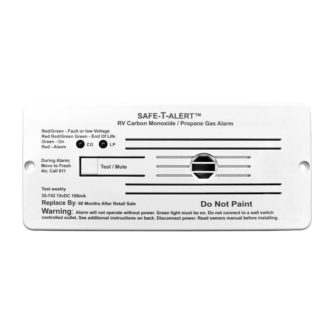 MTI Industries 35-742-BR Safe-T-Alert 35 Series 12V Brown Flush Mount Dual RV Propane/LP & Carbon Monoxide Alarm