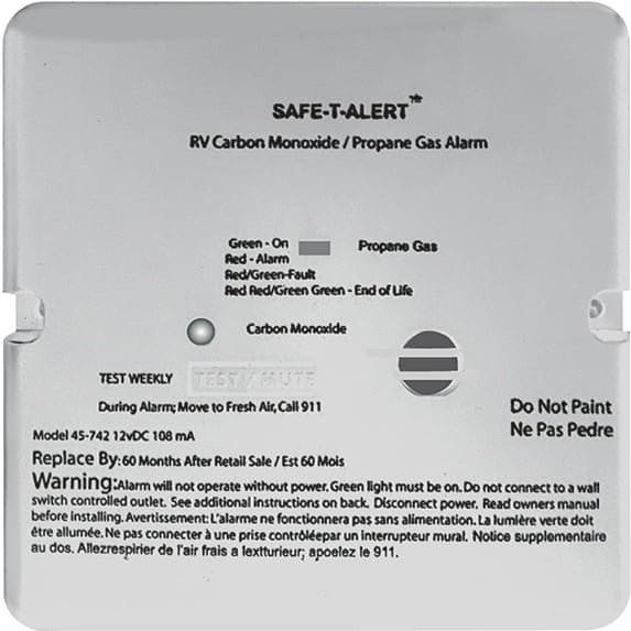 MTI Industries Safe-T-Alert 45 Series Flush Mount Dual RV Carbon Monoxide & Propane Alarm