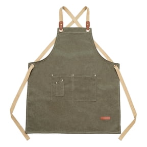 MTIANG Canvas Apron with Pockets, Adjustable Strap Waterproof Work Apron for Men Women, Chef Barista Kitchen Apron, Durable Utility Apron