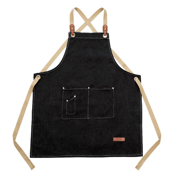 MTIANG Waterproof Canvas Apron with Adjustable Shoulder Strap, Durable Kitchen Apron with Pockets for Cooking, Barber, Coffee Shop