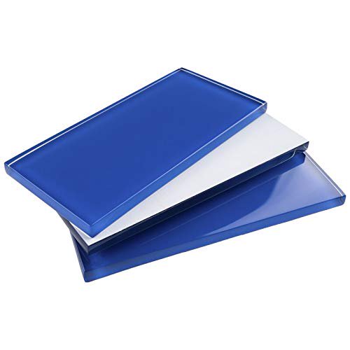 MTL Blue 3x6 Glass Subway Tile Backsplash for Bathroom Shower, Kitchen, Accent Decor, Fireplace (1 Sqft - 8 Pieces)