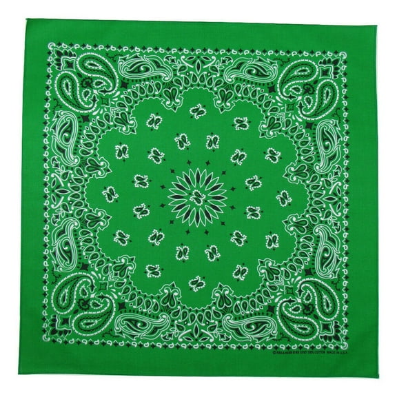 MTL Cotton Traditional Paisley Double Sided Bandana USA Made, Kelly Green