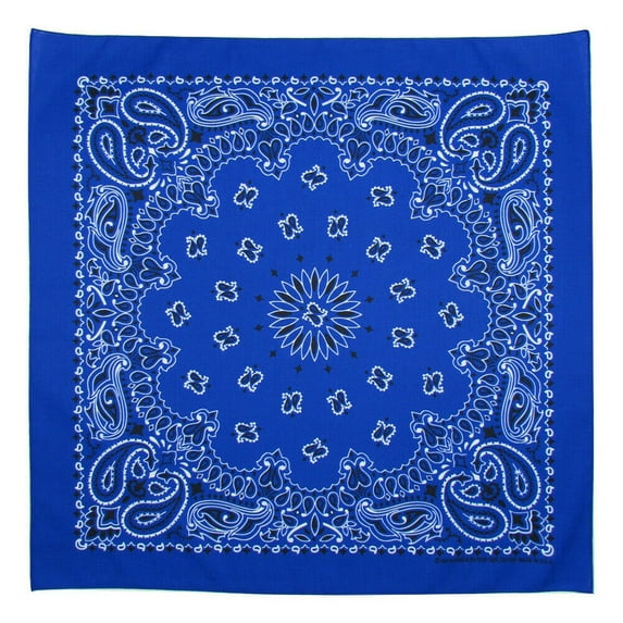 MTL Cotton Traditional Paisley Double Sided Bandana USA Made, Royal Blue