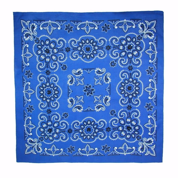 MTL Extra Large 27 Inch Cotton Texas Paisley Bandana, Blue