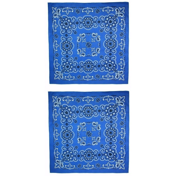 MTL Extra Large 27 Inch Cotton Texas Paisley Blue Bandanas Pack of 2