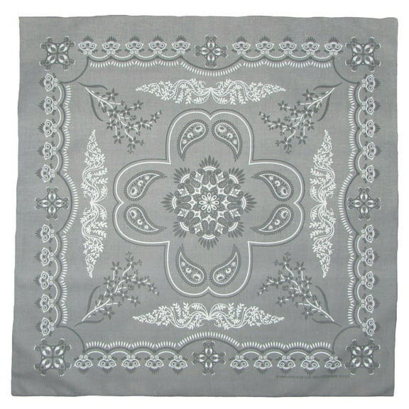 MTL Floral Mirage Gray Cotton Big Bandana USA Made