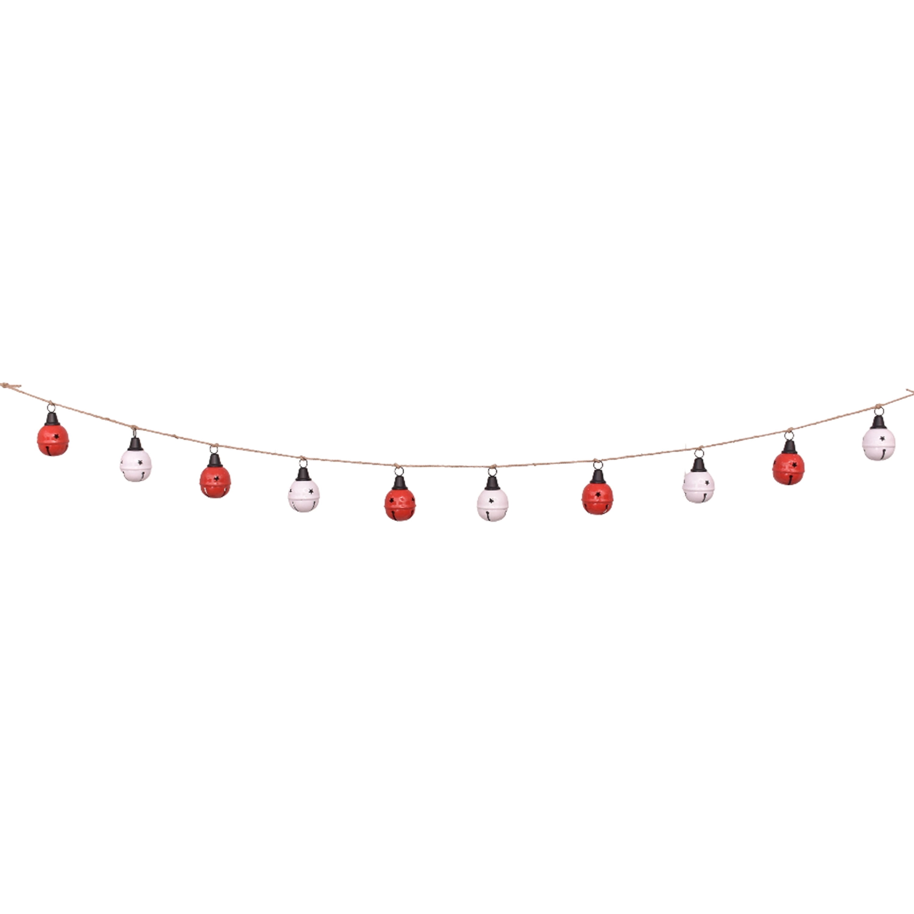 Metal Jingle Bell Christmas Garland, Red and White, 6', by Holiday Time