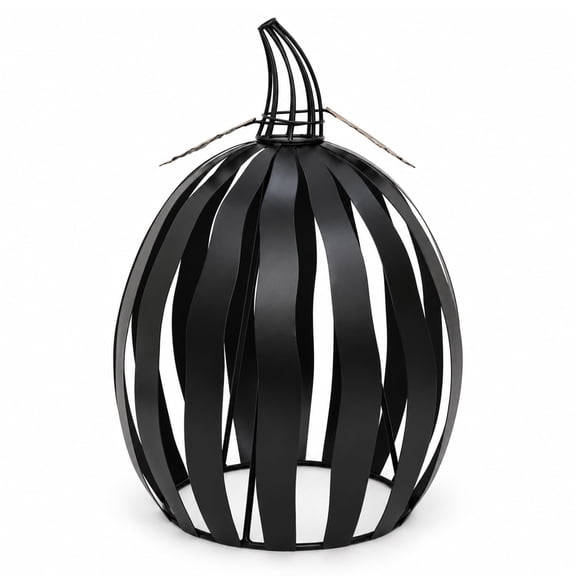 Metal Pumpkin Decoration, Black, 14.5", Halloween by Way To Celebrate