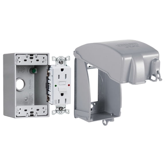 Taymac Outdoor GFCI Outlet Kit MKG4280SS - Lockable - Multicolor  Indoor & Outdoor Use, NEC-Compliant