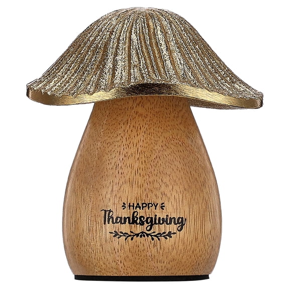 Metal and Wood Mushroom Tabletop Decoration, Brown and Gold, 3.75", by Way To Celebrate