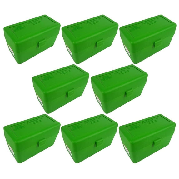 MTM 50 Round Flip-Top 270 Win 280 Rem 30-06 Rifle Ammo Box - Green (8 Pack)