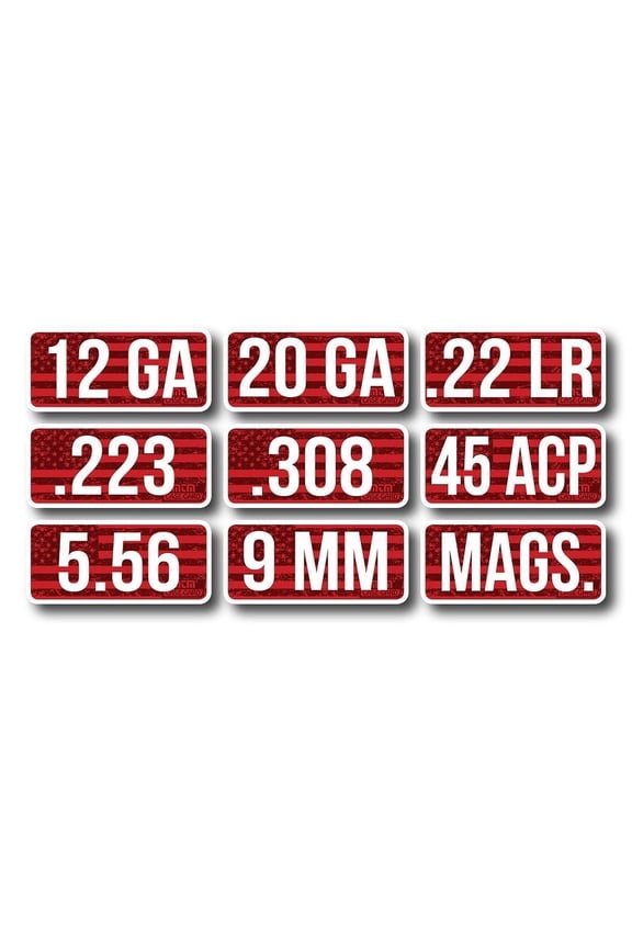 Ammo Caliber Labels 45 ACP 8 pack