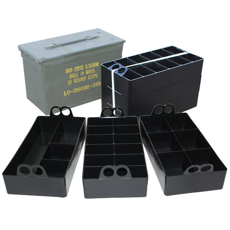 MTM Ammo Can Organizer, 3 Plastic Trays, Black, 50 Caliber