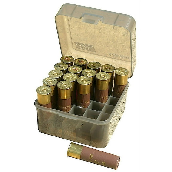 MTM Dual Gauge Shotshell Case, 3.5 inch, 10/12Ga, 25Rd, Polypropylene, Clear Smoke