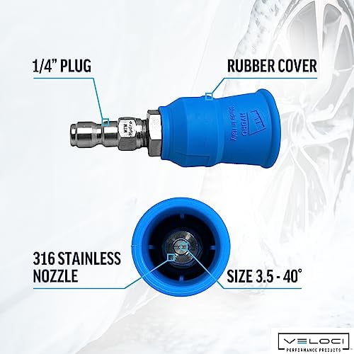 MTM Hydro Acqualine Pressure Washer Nozzle Guard Holder Tips Protector with 1/4” Quick Coupler Plug, 40 Degrees 3.5 Commercial Grade