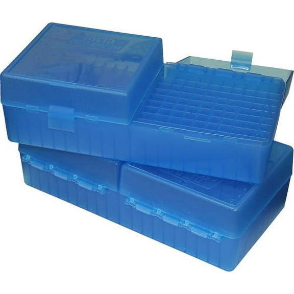 MTM Multi-stack Flip Top Ammo Box Rifle, Blue, 200-rounds