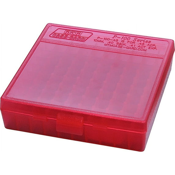 MTM P-100 FLIP-TOP PISTOL AMMO BOX 1.22" OAL RED POLY