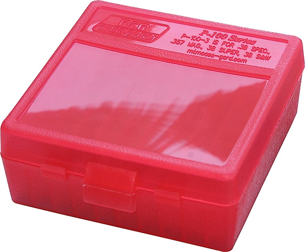 MTM P-100 FLIP-TOP PISTOL AMMO BOX 1.68" OAL RED POLY