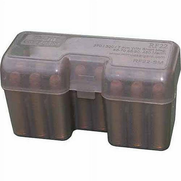MTM RF-22 Flip-Top Rifle Ammo Box, 22rd Capacity, Polypropylene