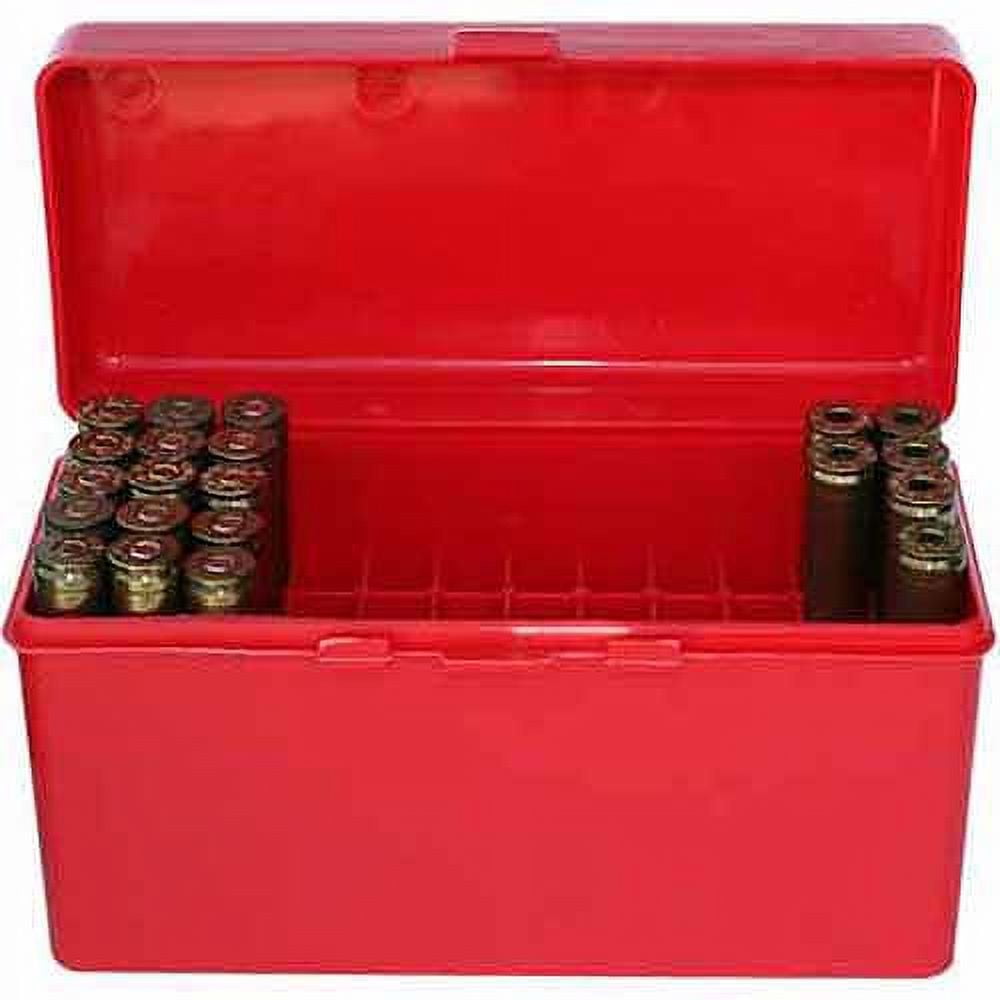 Flip Top 50 Round Ammo Box 222/223, Red with Black Base
