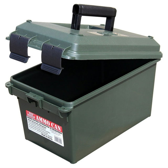 MTM Rugged Plastic Ammunition Can W/ O-Ring Seal for Water Resistance, Green, 6" x 5" x 7"