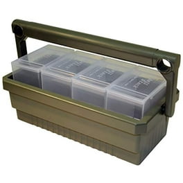 Plano 100-Count Handgun Ammo Box, Dark Gray, Lockable Ammunition Storage,  Small Plastic Ammo Box with Dependable Closures and Deep Individual Slots  for .45, .40 & 10mm