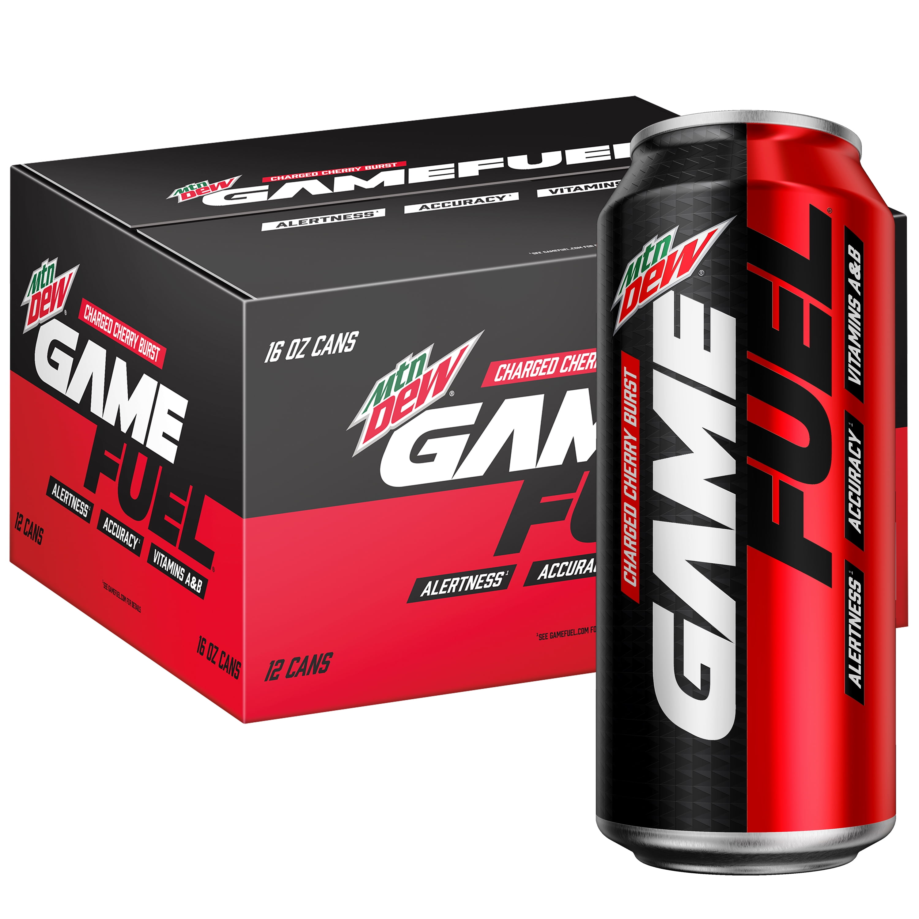 MTN DEW GAME FUEL, Charged Cherry Burst Energy Drink, 16 oz, 12 Pack