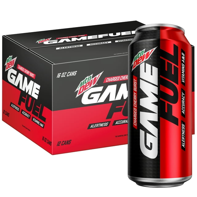 MTN DEW GAME FUEL, Charged Cherry Burst Energy Drink, 16 oz, 12 Pack