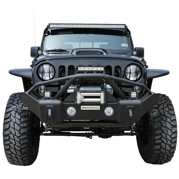 MTNTOPCN Stubby Front Bumper ompatible for 2007-2026 Jeep Wrangler & 2020-2026 Gladiator Durable Off-Road Upgrade, Utilize OEM Fog Light