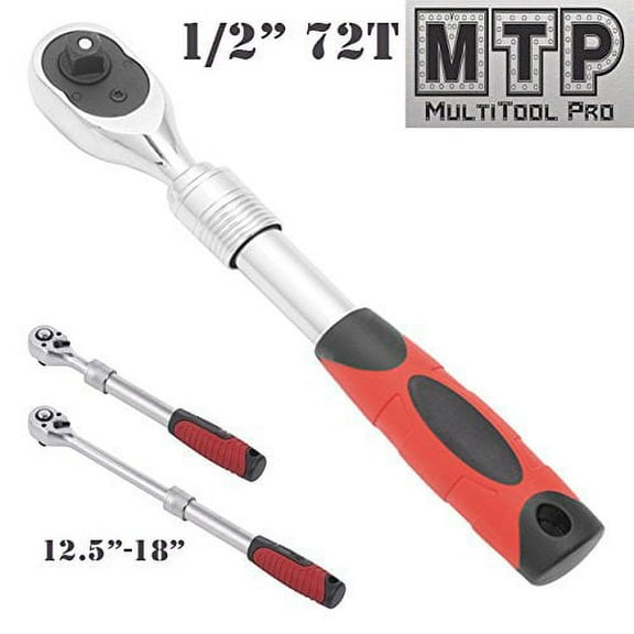 MTP  1/2" Extend Handle Ratchet Wrench 72 Teeth Heavy Duty Extending Telescopic Quick Release Ratchet Socket Wrench Tool torque