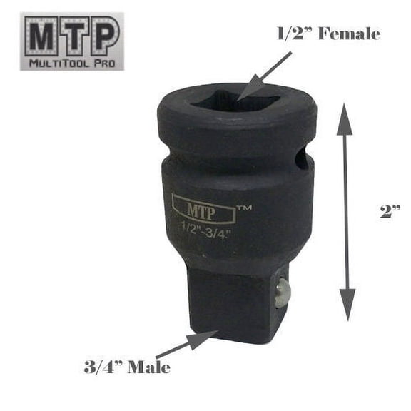 MTP ® 1/2" to 3/4" Enlarger Drive, Deep Air Impact Socket CrV Heated Treated Adapter