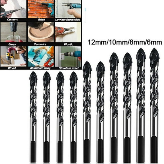 MTP 10 Assorted Multi Carbide Tungsten Drill Bit Set Ceramic Tile Concrete Glass Wood Marble 6/8/10/12mm