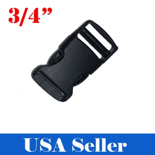 MTP 10X 3/4 Inch Plastic Black Strap Webbing Pracord Bracelet Side Release Buckle Clap Craft 2 CM