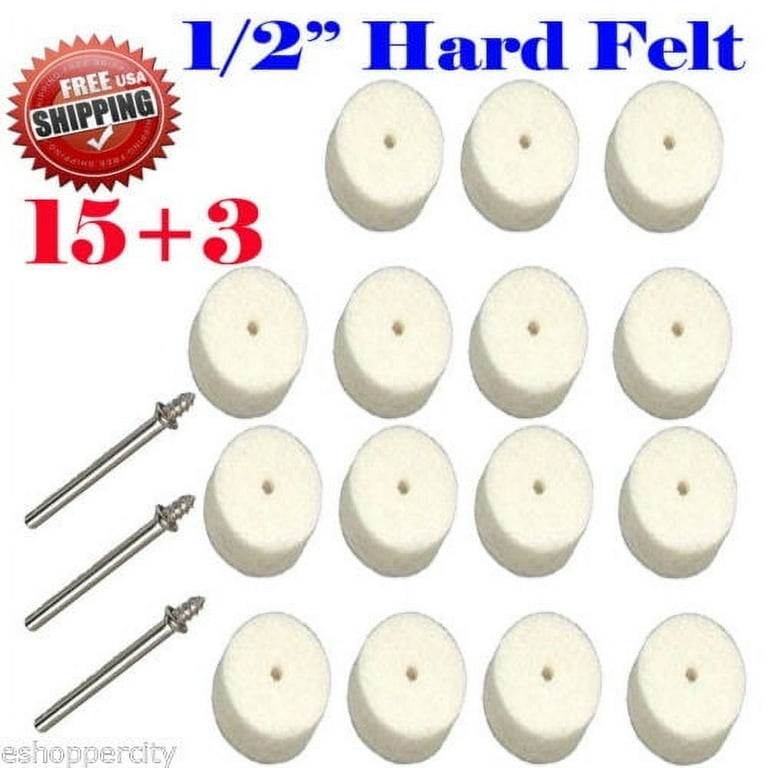 MTP 15 3 Hard 1 2 Wheel Felt Polishing Tip for Dremel 414 Rotary Tool Mandrel 401 1 8 Clean Polish Tool Jewelry Stone Hobby