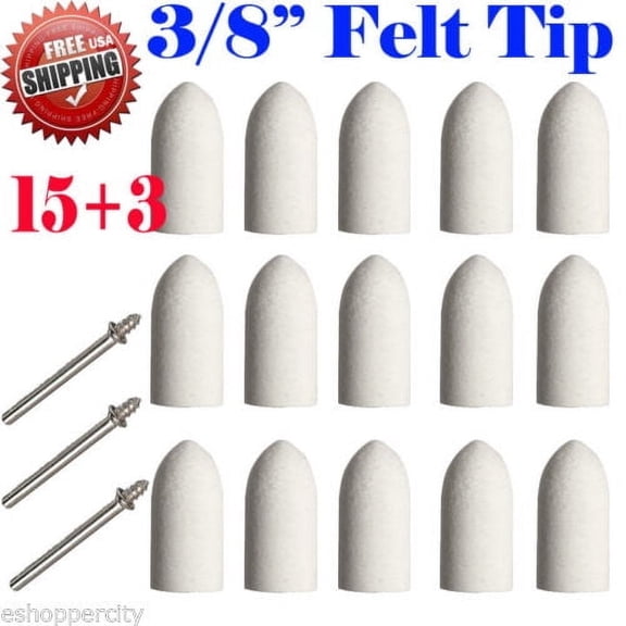 MTP ® 15+3 Hard 3/8" Felt Polishing Tip for Dremel 422 Rotary Tool Mandrel 401 1/8"  Clean Polish Tool Jewelry Stone Hobby