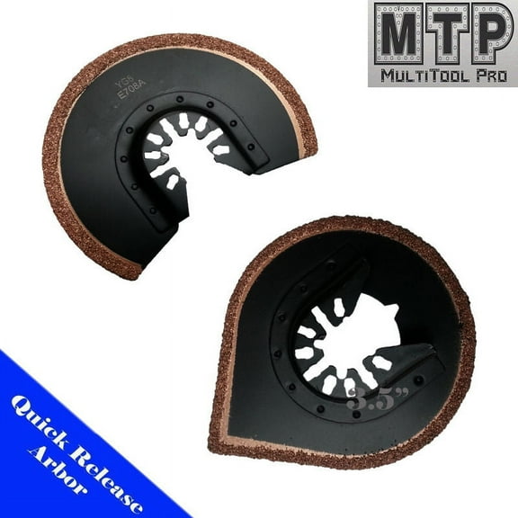 MTP ? 2 Grout Remove Carbide Saw Blade Oscillating Multitool Quick Release Saw Blades Fit Fein Multimaster Porter Cable Black and Decker Bosch Dremel Craftsman Rockwell Hyperlock Chicago Skil