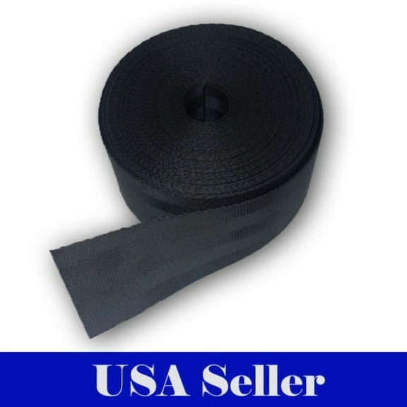 MTP 2" x 10 Yards (30') Seat-belt Black Polyester Webbing Strap Repair 5 Panel 5000 lbs Used in Lugguage, Belt Repair